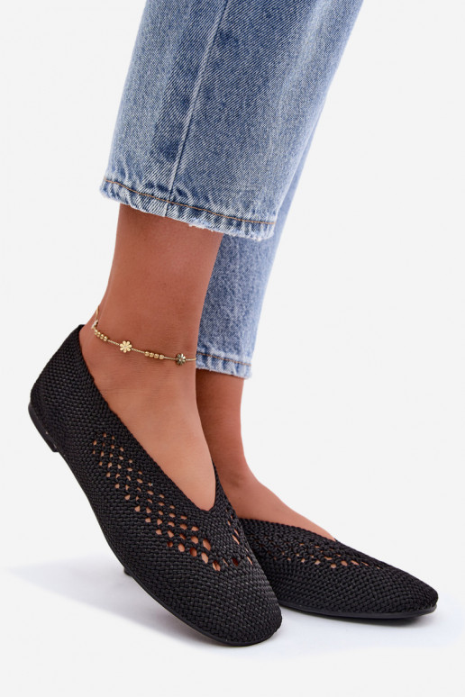 Ausschnitt flache Ballerinas in schwarz Hibisca
