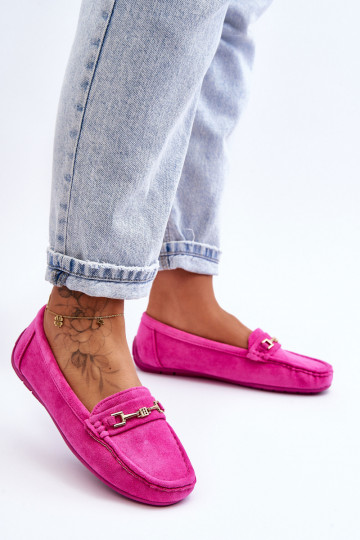 Klassische rosa Damensuede-Mokassins Corinell
