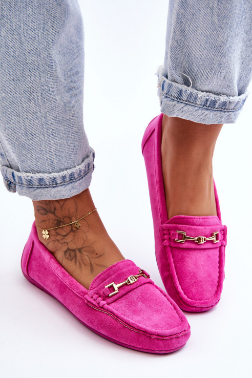 Klassische rosa Damensuede-Mokassins Corinell