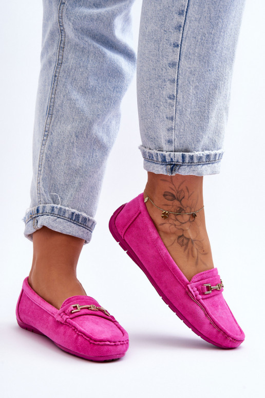 Klassische rosa Damensuede-Mokassins Corinell