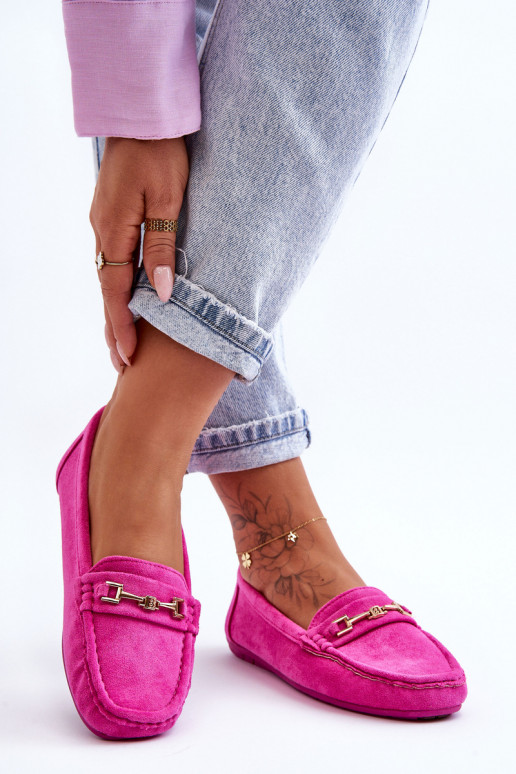 Klassische rosa Damensuede-Mokassins Corinell