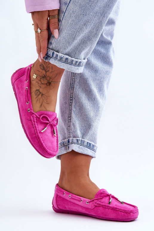 Elegante rosa Damensuede-Mokassins Si Passione