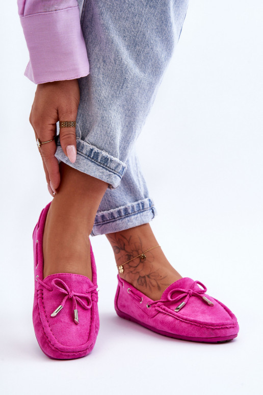 Elegante rosa Damensuede-Mokassins Si Passione