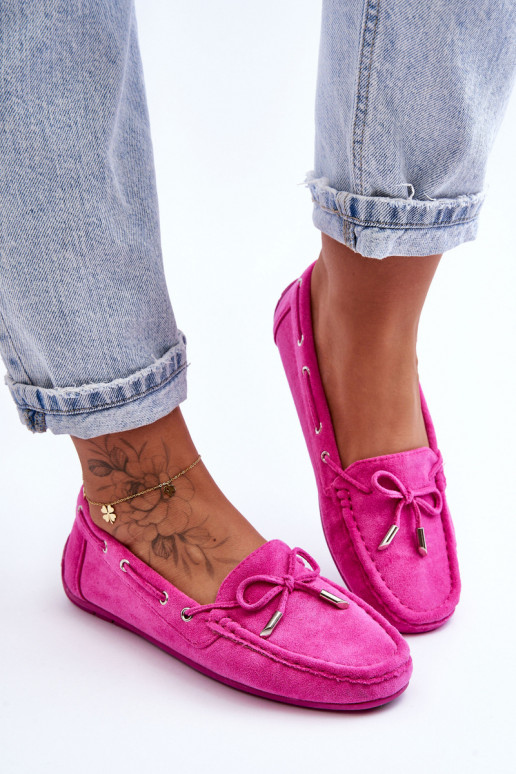 Elegante rosa Damensuede-Mokassins Si Passione
