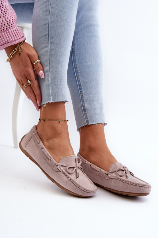 Elegante lila Damensuede-Mokassins Si Passione