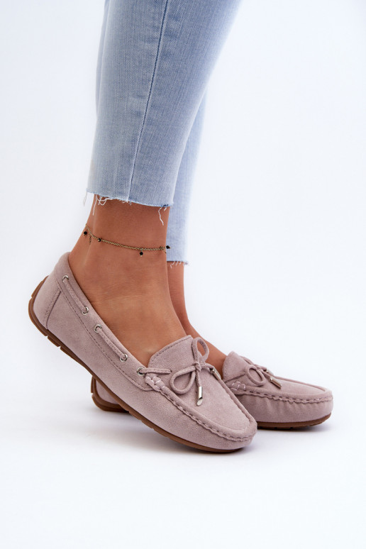 Elegante lila Damensuede-Mokassins Si Passione