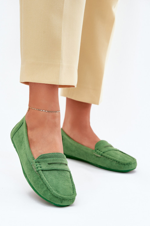 Elegante grüne Damensuede-Mokassins Lenvie