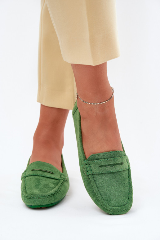 Elegante grüne Damensuede-Mokassins Lenvie