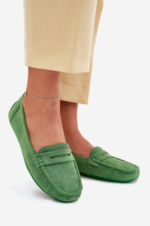 Elegante grüne Damensuede-Mokassins Lenvie