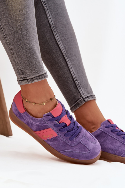 Lila Damen-Sneaker aus Kunstleder Vinceza 79576
