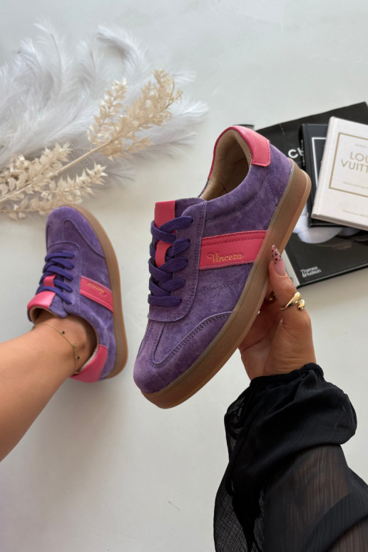 Lila Damen-Sneaker aus Kunstleder Vinceza 79576