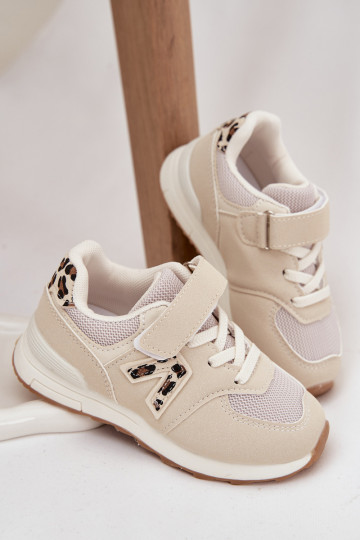Beige Kinder-Sneaker mit Klettverschluss Galisse