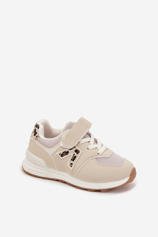 Beige Kinder-Sneaker mit Klettverschluss Galisse