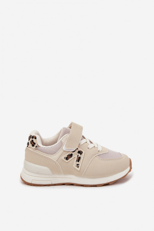 Beige Kinder-Sneaker mit Klettverschluss Galisse