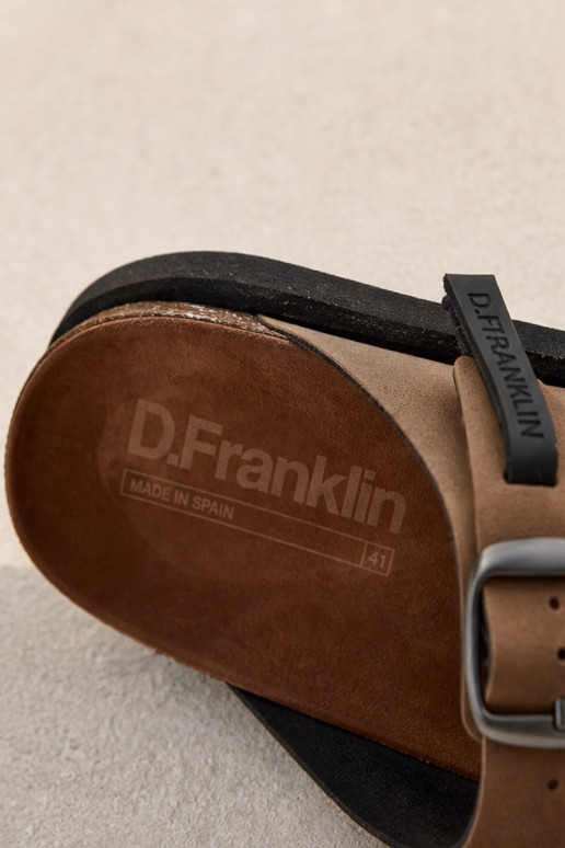 Herrenlederslipper mit Schnallen D.Franklin DFSH407017 braun