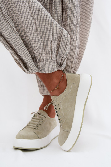 Schuhe Sneakers Stilvollllschuhe mit einer PlattformErmöglichtturalnego aus INildlederu Mintfarbe Blushy