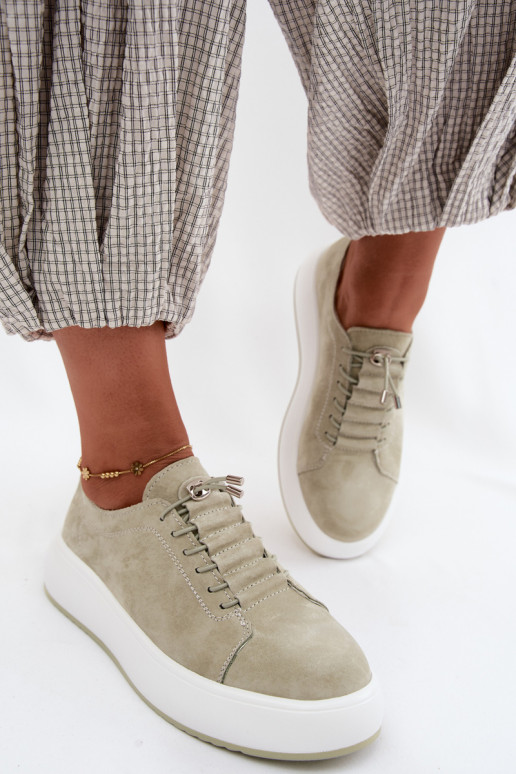 Schuhe Sneakers Stilvollllschuhe mit einer PlattformErmöglichtturalnego aus INildlederu Mintfarbe Blushy