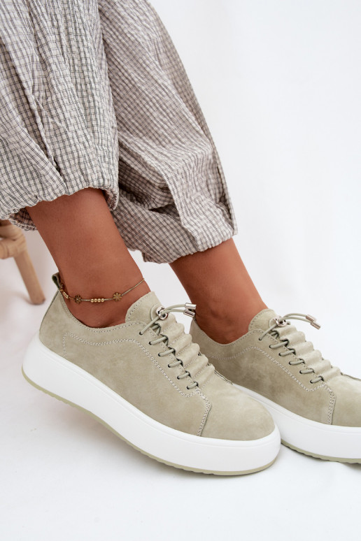 Schuhe Sneakers Stilvollllschuhe mit einer PlattformErmöglichtturalnego aus INildlederu Mintfarbe Blushy