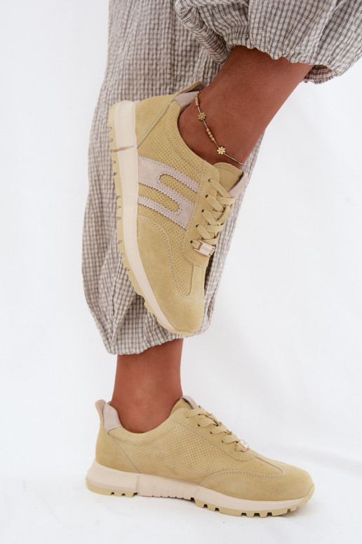 Gelbe Damen-Sneaker Lovey aus Kunstveloursleder