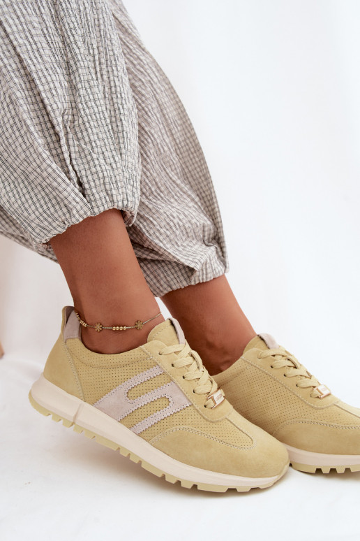 Gelbe Damen-Sneaker Lovey aus Kunstveloursleder