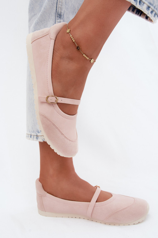 Ballerinas Sportlicher Stil mit Riemen pinke Farbe Charmy