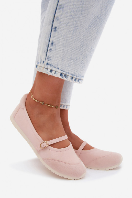Ballerinas Sportlicher Stil mit Riemen pinke Farbe Charmy