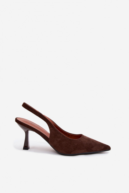 Damen-Sandalen mit dünnen Absätzen aus Kunstveloursleder Saria