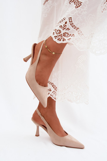 Damensandalen mit dünnen AbsätzenImitacji aus INildlederu Beige Saria