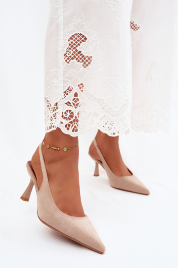 Damensandalen mit dünnen AbsätzenImitacji aus INildlederu Beige Saria 2