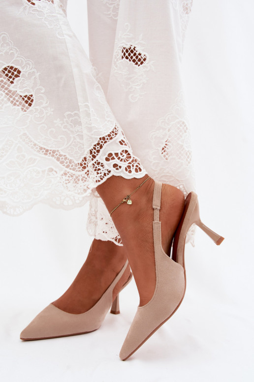 Damensandalen mit dünnen AbsätzenImitacji aus INildlederu Beige Saria