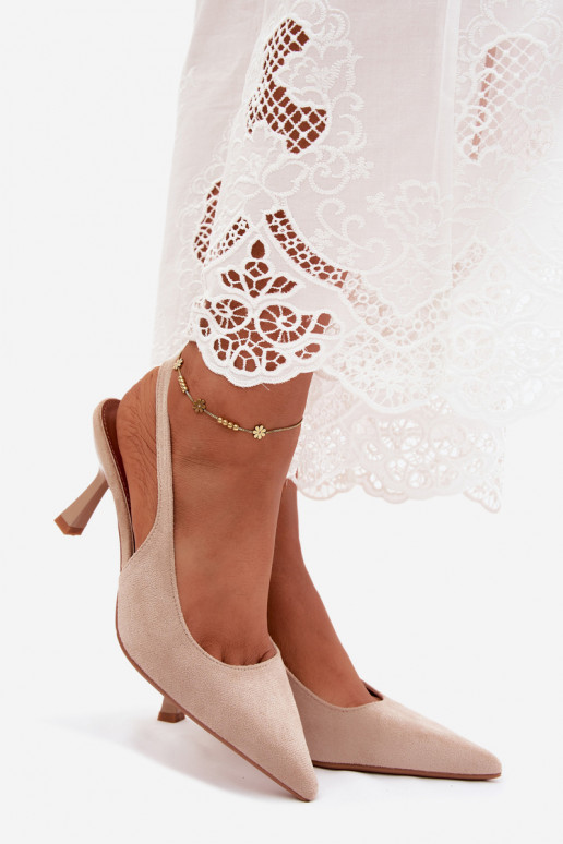 Damensandalen mit dünnen AbsätzenImitacji aus INildlederu Beige Saria