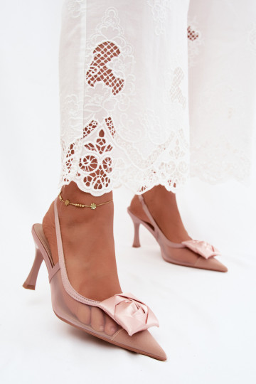 Netz Sandalen mit Ornamenten mit Absätzen Typu Klepsydra Szampańskie Jasmina 2