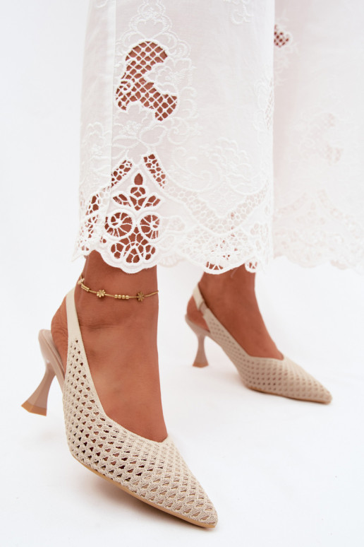 mit durchbrochenen Elementen  Sandalen mit hohen Absätzen Typu Klepsydra Beige Cherryla