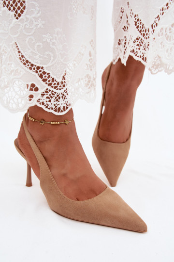 Damensandalen mit dünnen Absätzenaus Öko-INildlederu Beige Kevina