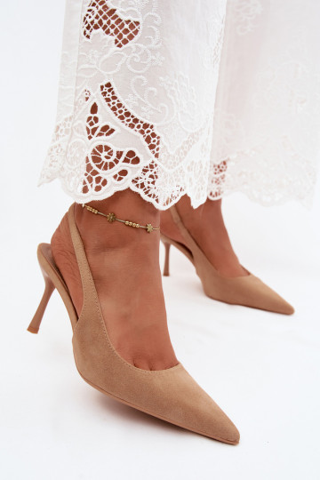 Damensandalen mit dünnen Absätzenaus Öko-INildlederu Beige Kevina 2