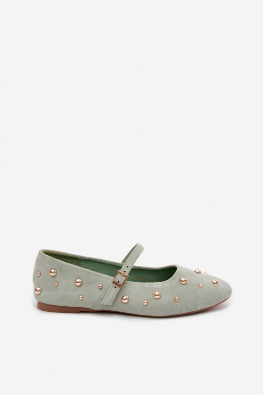 Ballerinas mit Dekoration und Riemen in Mint Cuddly