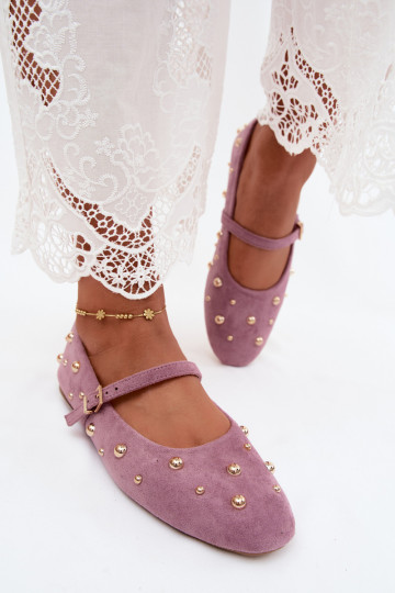 Ballerinas mit Dekoration und Riemen in lila Cuddly 2