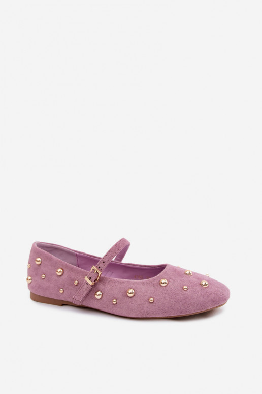 Ballerinas mit Dekoration und Riemen in lila Cuddly