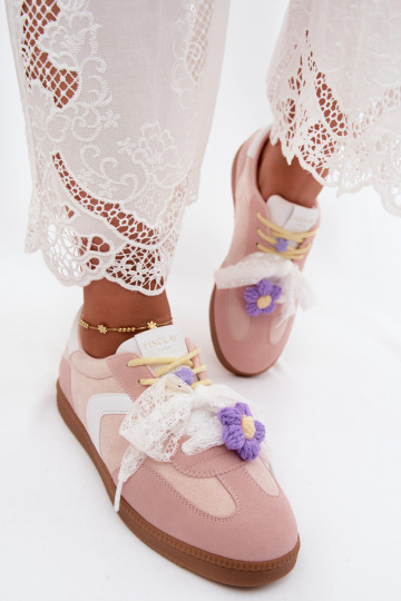 Damen-Sneaker mit schicken Blumen und einer Schleife in rosa Coastelle 2
