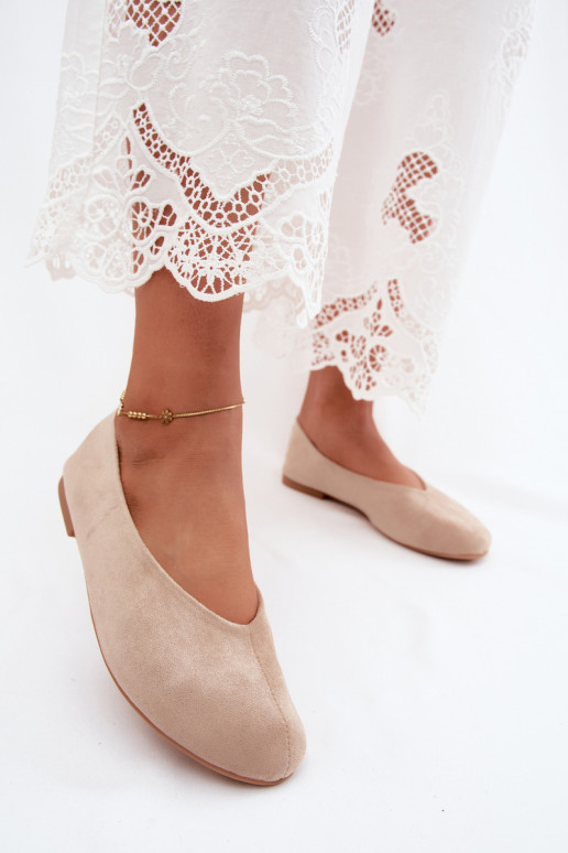 Sandfarbene Ballerinas aus Kunstveloursleder Camdena