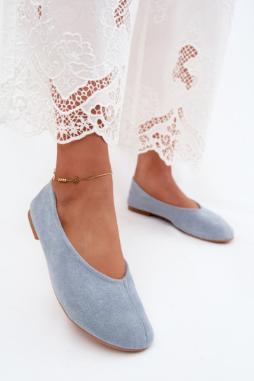 Blaue Ballerinas aus Kunstveloursleder Camdena