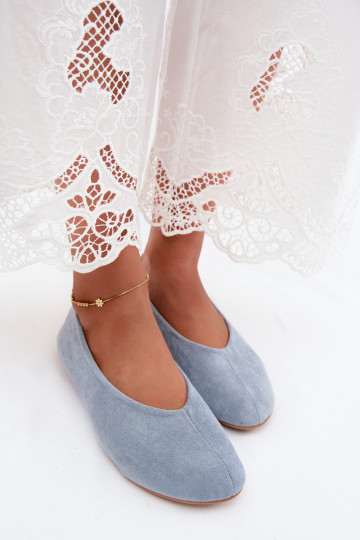 Blaue Ballerinas aus Kunstveloursleder Camdena 2