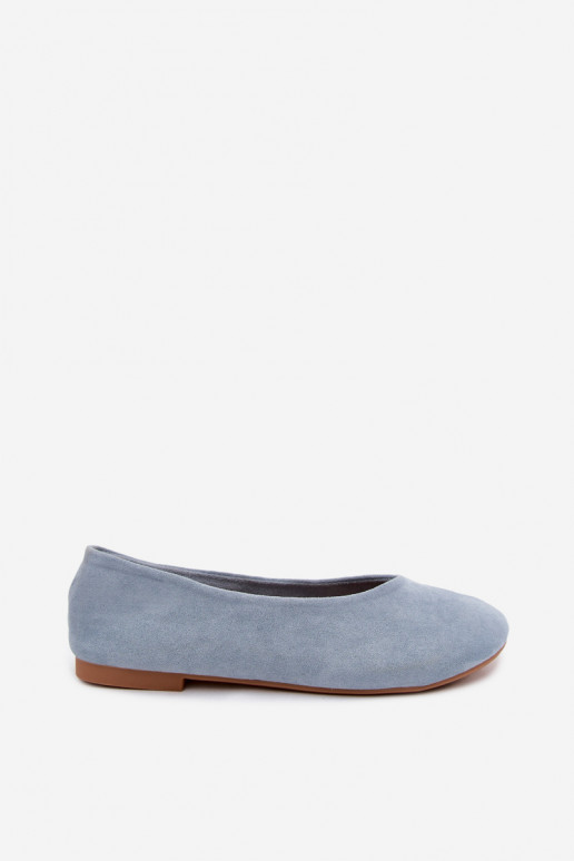 Blaue Ballerinas aus Kunstveloursleder Camdena