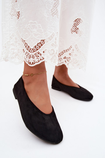 Schwarze Ballerinas aus Kunstveloursleder Camdena