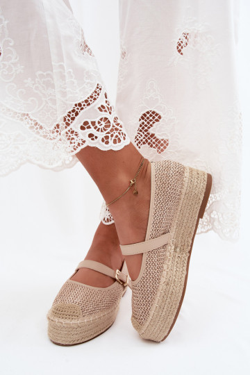 Beige Espadrilles mit Riemen auf einer Plattform Coastina 2