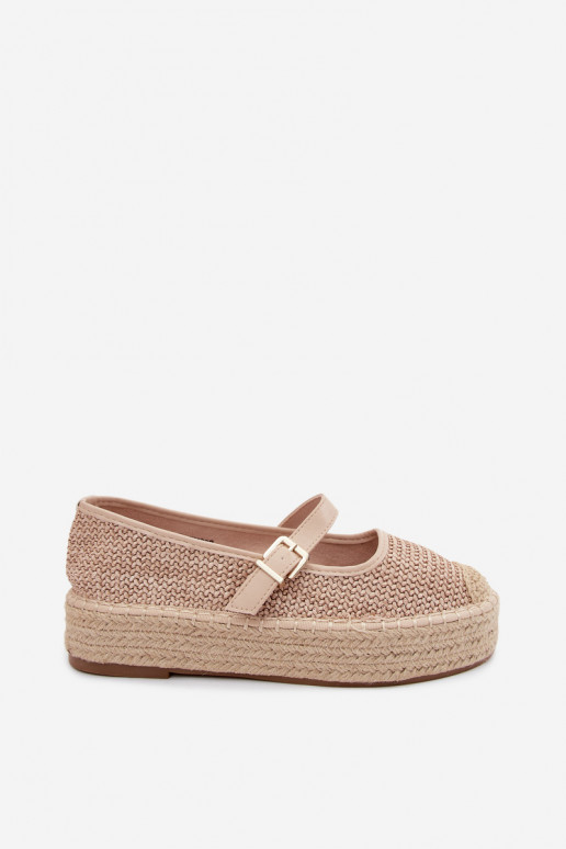 Beige Espadrilles mit Riemen auf einer Plattform Coastina