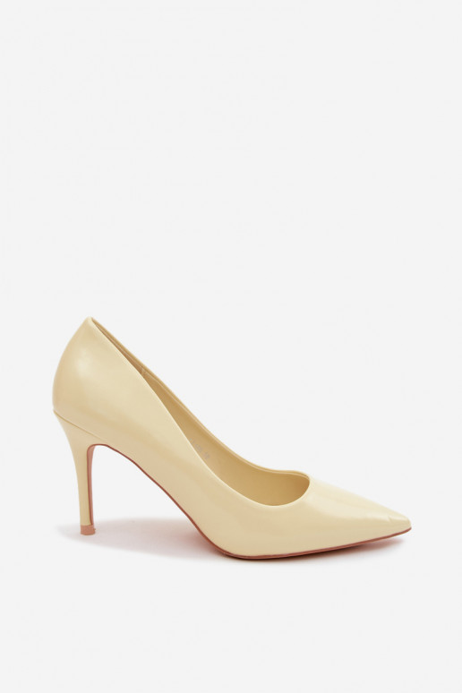 Gelbe High Heels aus Kunstleder mit Lackeffekt Tropessa