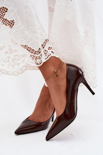 CzekoladoĮe hohe Absätze aus Kunstleder mit Lackeffekt Tropessa 2