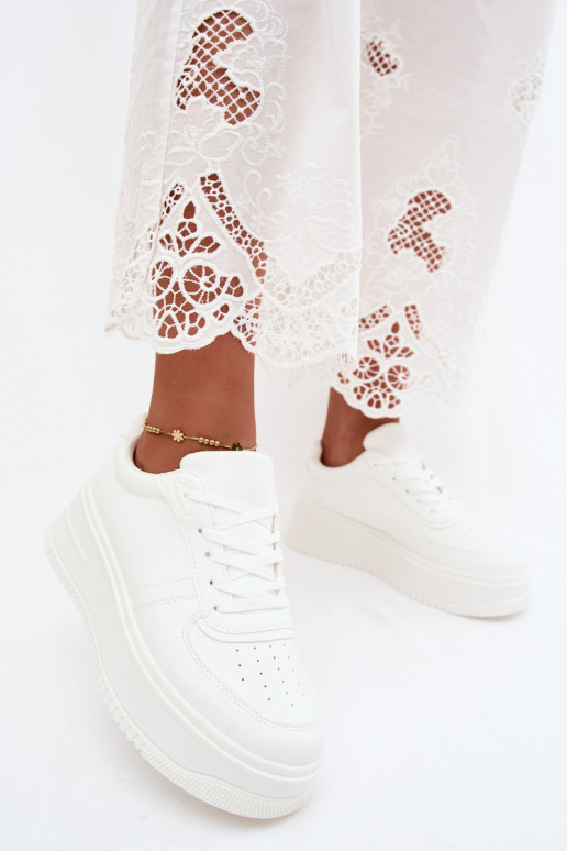 Weiße Damen-Sneaker mit Plateau aus Kunstleder Crosbella