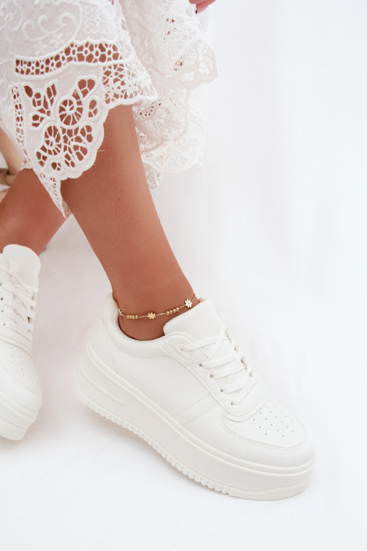 Weiße Damen-Sneaker mit Plateau aus Kunstleder Crosbella